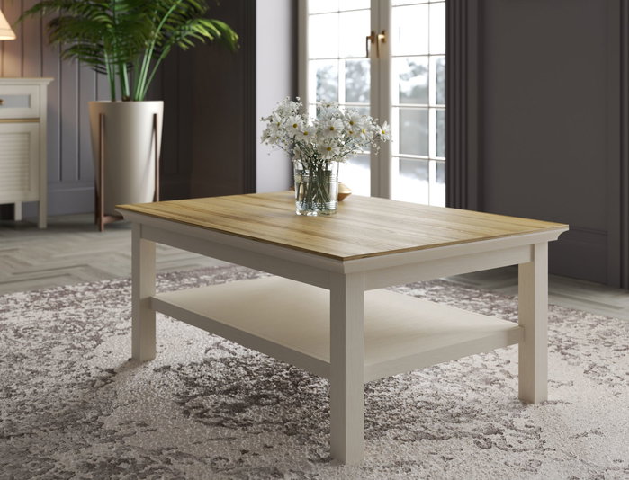 Hanah Home Mesa de café FRN-21024 en Crema, Roble y Gris Hanah Home Mesa de café FRN-21024 en Crema, Roble y Gris